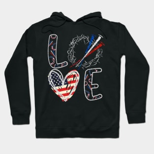 Love Jesus American Flag 4th Of July Hoodie